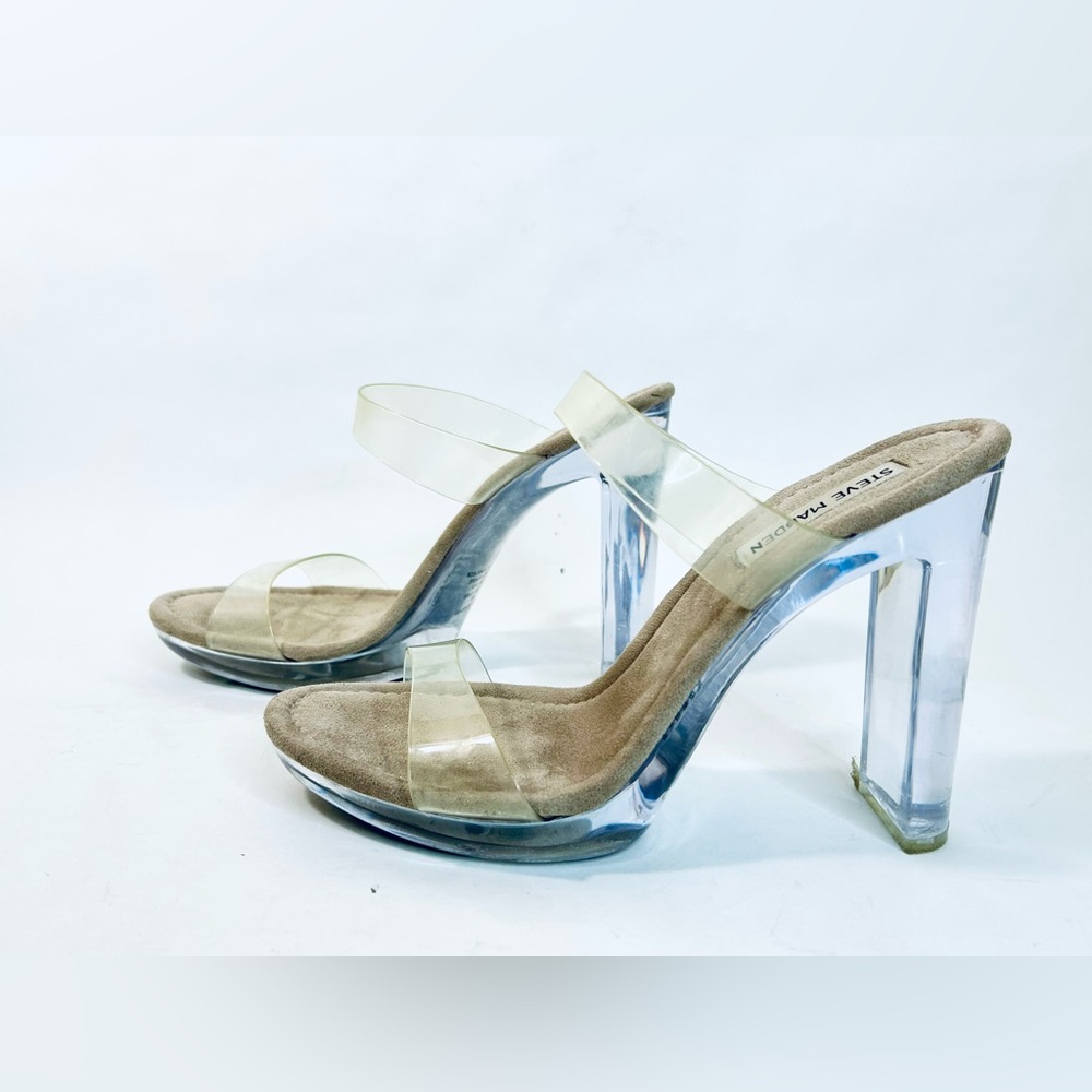 Steve Madden “Glassy” Dressy Translucent Platform Sandals size 8 - Picture 4 of 9